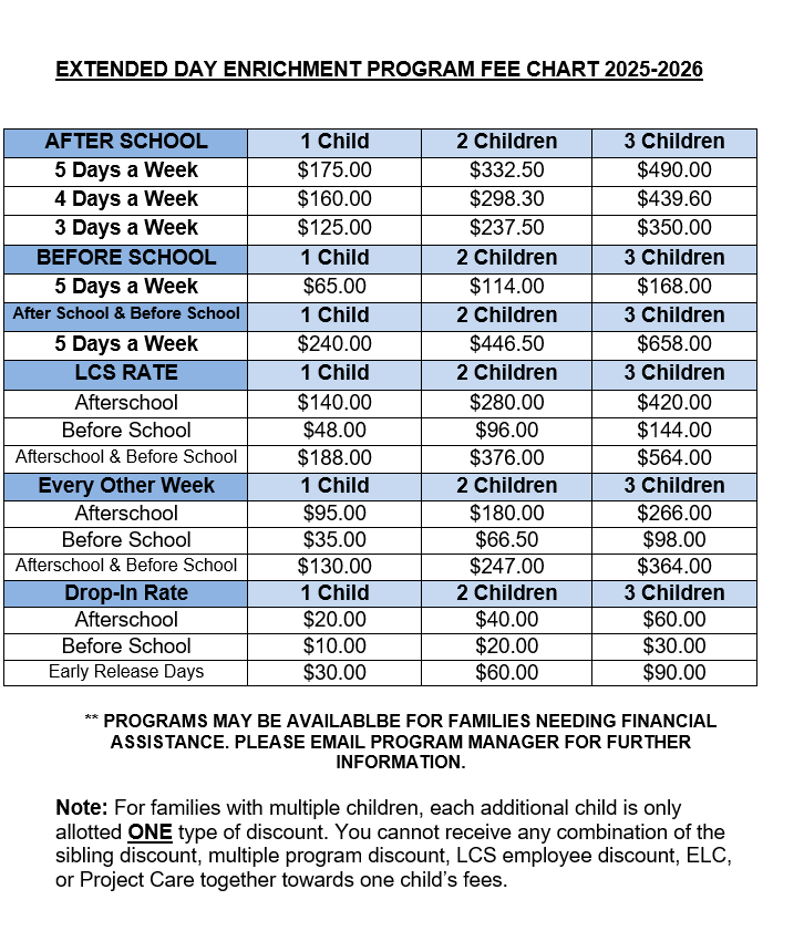 2025-2026 Fee Schedule